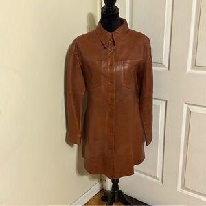 Zara GENUINE Leather shirt dress